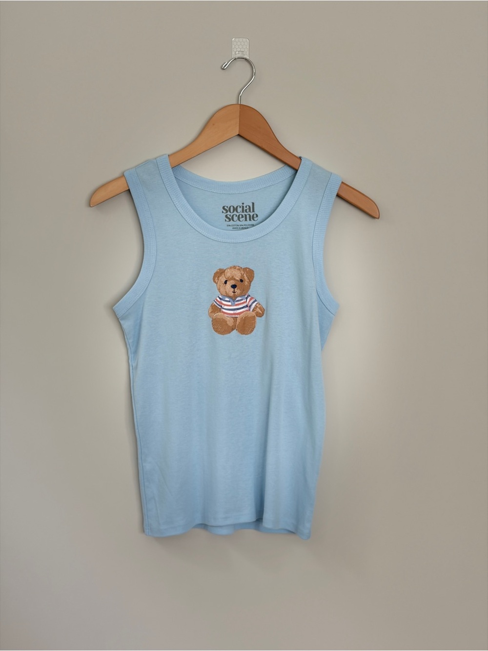 Social Scene Light Blue Teddy Tank Top